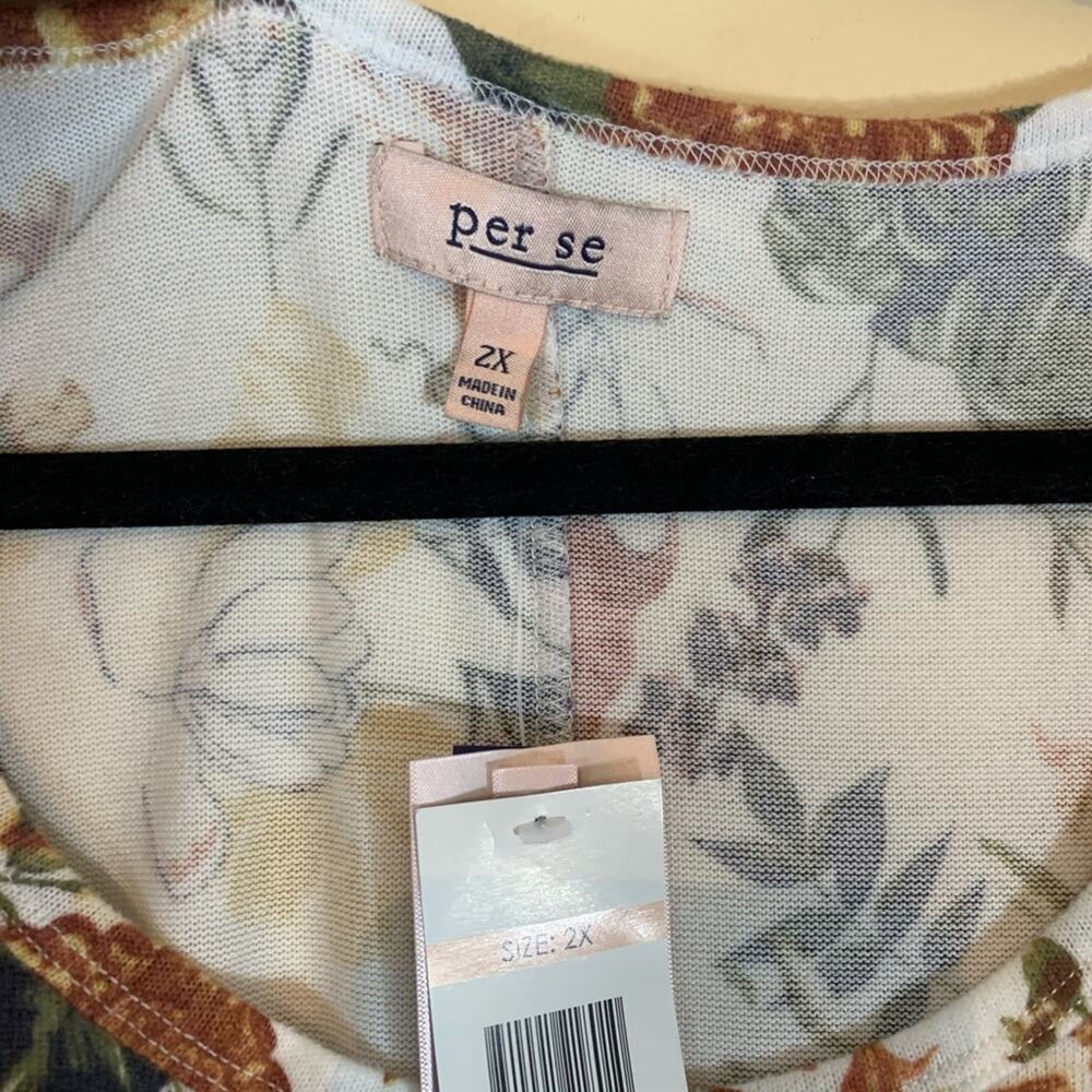 Per Se NEW NWT Long Sleeve White Fall Floral SuperSoft Top Womens Size 2X - Picture 4 of 10
